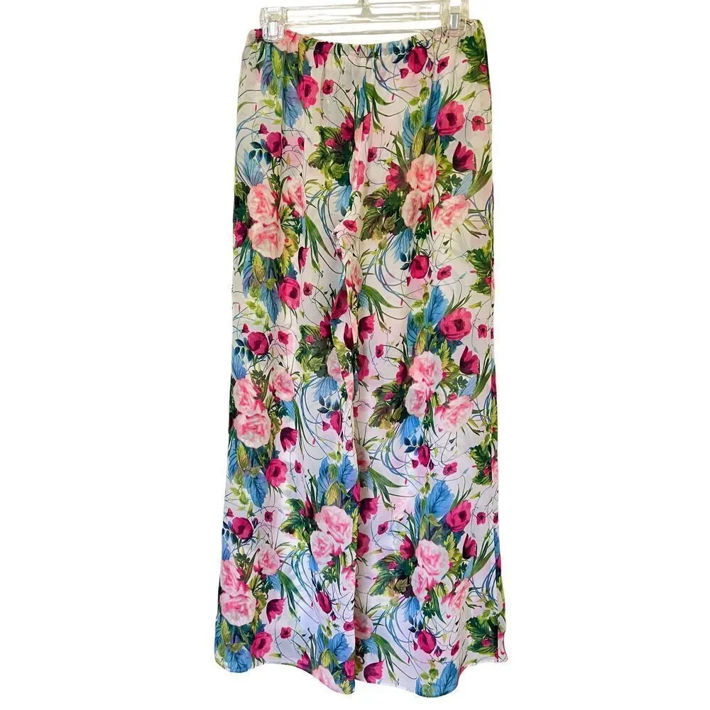 Victoria’s Secret Small White Pink Watercolor Floral Sheer Coverup PJ Swim Pants
